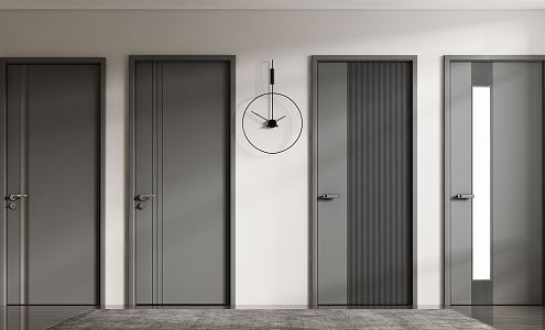 Modern swing door single door bedroom door entry door 3d model