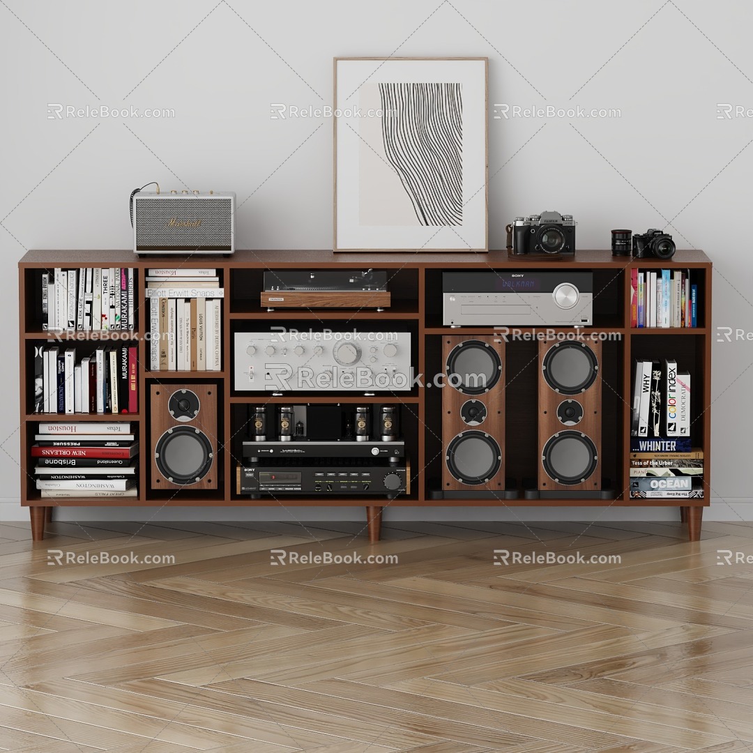 Audio speaker bookcase decoration combination 3d model