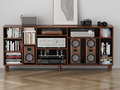 Audio speaker bookcase decoration combination 3d model