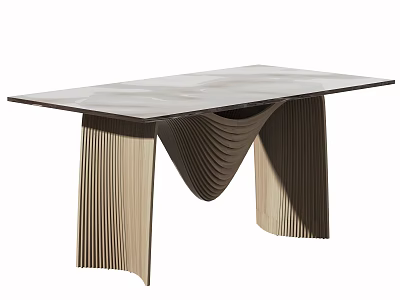 Modern Dining Table With Sculptural Pleated Legs And Smooth Tabletop Design 3d model