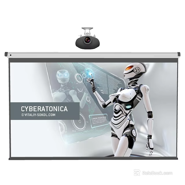 Advanced Projection Surveillance System Integrated With AI Robot And Monitoring Screen Interface 3d model 