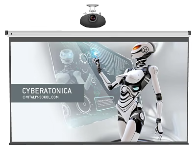 Advanced Projection Surveillance System Integrated With AI Robot And Monitoring Screen Interface 3d model