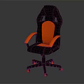 Ergonomic Gaming Chair Black and Orange Leather High Back Breathable Mesh Design Five Wheel Base