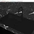 Modern Kitchen Faucet On Black Marble Countertop With Black Sink And Backsplash