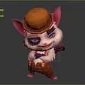 Cartoon Game Character Wearing Orange Hat Pants Pink Ears Blue Eyes And Crossed Arms