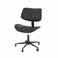 Stylish Desk Chair Combination with Diamond Quilted Leather Seat Wooden Backrest and Metal Casters