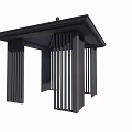 Outdoor Black Landscape Pavilion with Sloped Roof Slatted Columns and Modern Design