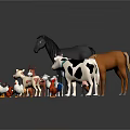 Collection of Various Animal Characters Including Horses Deer Cows Chickens and Ducks