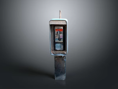 Vintage Phone Booth With Glass Panels Interior Telephone And Metal Structure 3d model