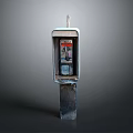 Vintage Phone Booth With Glass Panels Interior Telephone And Metal Structure