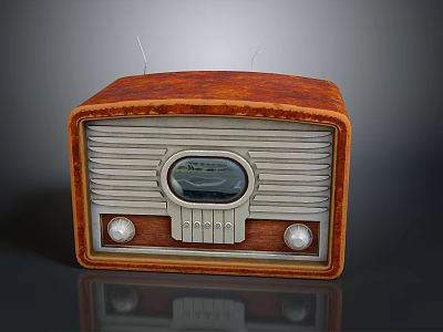 Vintage Radio With Leather Case Silver Front Panel Circular Dial And Antennas 3d model