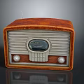 Vintage Radio With Leather Case Silver Front Panel Circular Dial And Antennas