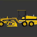 Heavy Duty Yellow Construction Grader Utility Vehicle With Cab And Large Wheels
