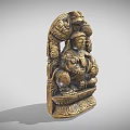 Traditional Intricate Carved Sculpture Seated Figure With Dragon Motifs And Detailed Design