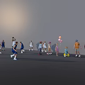 Group of People Enjoying Various Outdoor Activities Like Basketball Skateboarding and Balloons