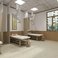 Elegant Reception Area Interior With Wooden Desk Chairs Decorative Paintings And Lighting