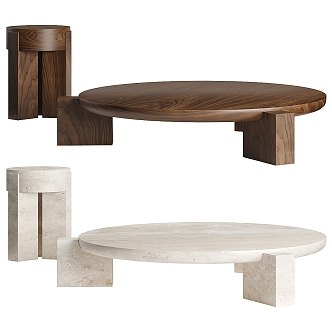 Modern Coffee Table Solid Wood Round Coffee Table Side Table 3d model