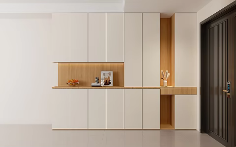 Cream Log Style Household Shoe Cabinet Sideboard Cabinet Integrated Wall Storage Cabinet Household Living Room Multifunctional Tea Cabinet 3d model