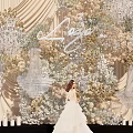 Elegant Wedding Floral Installation With Drapery Chandeliers And Candles Backdrop