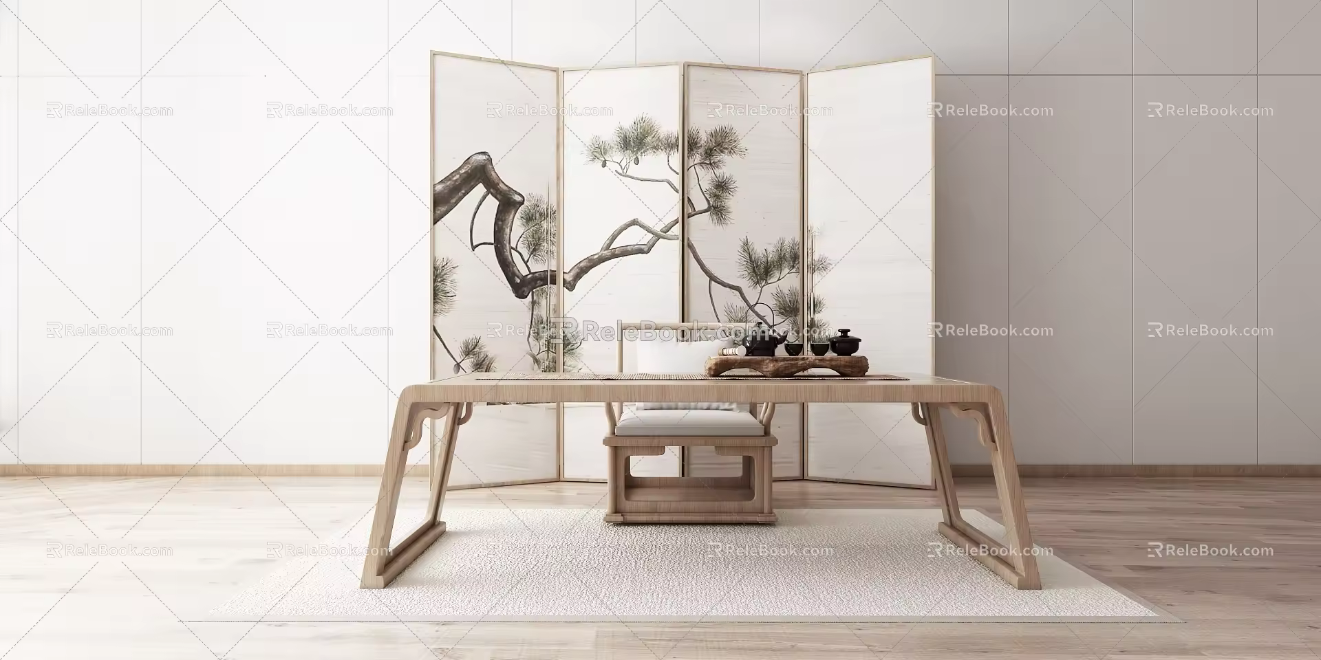 New Chinese Tea Table and Chair Home 3d model