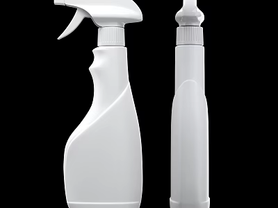Essential White Bathroom Cleaning Accessories Spray Bottle And Toilet Cleaner 3d model