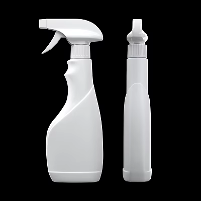 Essential White Bathroom Cleaning Accessories Spray Bottle And Toilet Cleaner 3d model