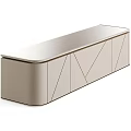 Modern TV Stand With Light Beige Finish And Geometric Patterned Doors