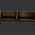 Vintage Wooden Multi Person Sofa With Armrests And Separate Seats On Smooth Floor