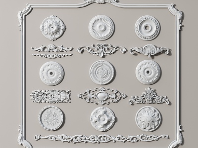 European-style carved plaster line model