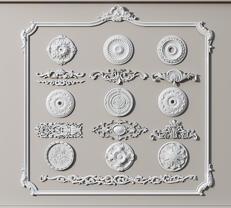 European-style carved plaster line 3d model