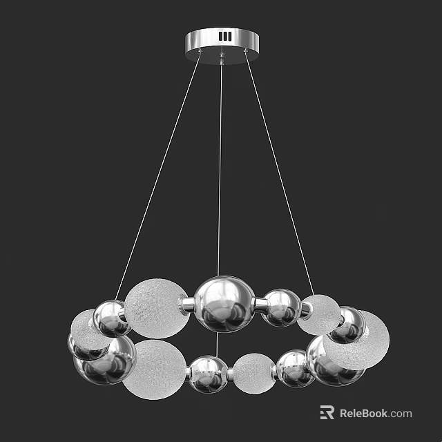 Modern Metallic Chandelier With Multiple Spherical Orbs And Circular Discs Hanging Decorative Elements 3d model