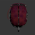 Red Futuristic Helmet With Mechanical Design Illuminated Lights And Textured Surface