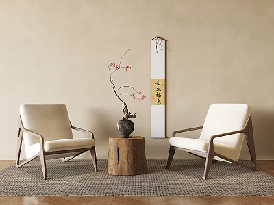 Nordic Modern Middle Ancient Style Solid Wood Sofa Chair Hotel Club Homestay Leisure Lazy Sofa Chair 3d model