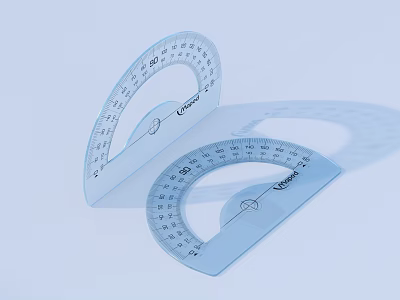 Cenco Transparent Blue Plastic Protractors With Clear Degree Scale For School Measuring Tools 3d model