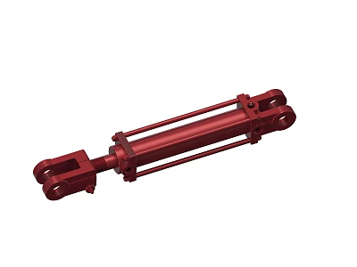 Red Hydraulic Cylinder Industrial Equipment With Metal Piston And Heavy Duty Design 3d model