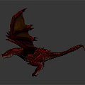 Artistic Red Dragon 3D Sculpture With Detailed Wings And Glossy Surface