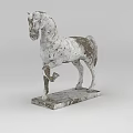 Tech Exhibition Hall Displays White Worn Horse Shaped Sculpture With Square Base
