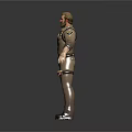 3D Police Officer Character Model In Brown Uniform With Badge Holster And Outstretched Arms