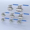 a group of valves manual valve gate valve switch water valve 3d model