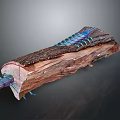 Unique Wooden Log Artwork With Blue Purple Interior Texture And Details