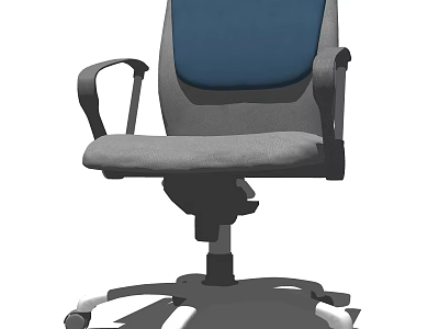 Ergonomic Office Chair With Blue Backrest Gray Seat Black Armrests And Wheeled Base 3d model
