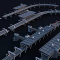 Future Architecture Design With Interconnected Elevated Pathways And Solar Powered Structures 3d model