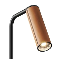 Stylish Modern Floor Lamps With Black Metal Stand And Brown Leather Shade Design