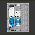 Industrial Mechanical Equipment With Metal Frame Pipes Blue Components And Control System
