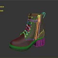 Stylish Black Leather Boots With Yellow Zipper And Chunky Sole For Daily Wear