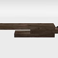 Wooden Long Table With Natural Grain And Green Tray On Layered Design