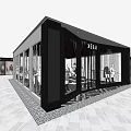REAN Modern Clothing Store Exterior With Black Design Large Glass Windows And Mannequin Displays