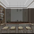 Elegant Modern Private Room Interior Design With Sofa Coffee Table Artwork And Chandelier 3d model
