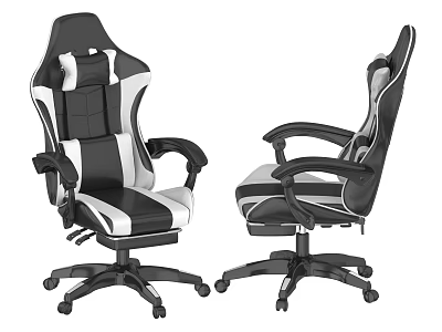 Black and White Ergonomic Office Chair With Adjustable Armrests and Rolling Wheels 3d model