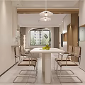 Modern Open Living Dining Room Interior With White Sofa Round Pendant Lights And Decorative Painting